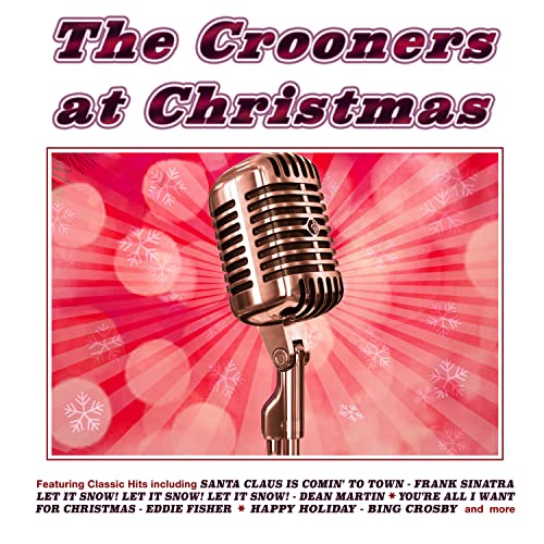 CD cover with a vintage silver microphone against a red snowflake background.