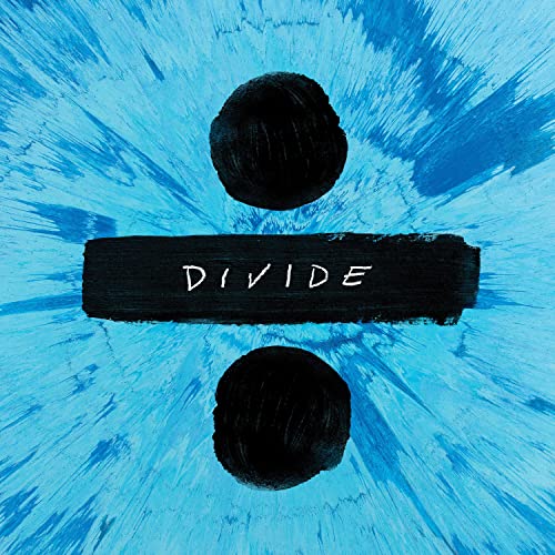 Ed Sheeran’s “Divide” album cover: blue textured background with black symbols.