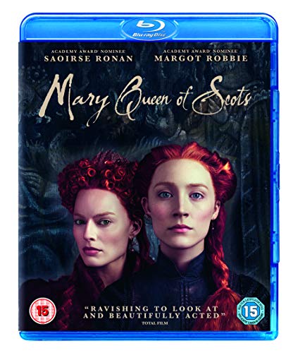 Blu-ray cover for "Mary Queen of Scots" featuring Saoirse Ronan and Margot Robbie.