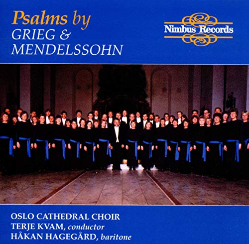 CD cover featuring a choir with "Psalms by Grieg & Mendelssohn" text.
