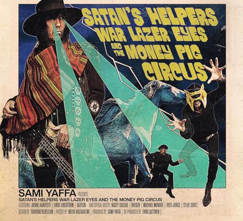 CD cover for "Satan's Helpers" featuring figures, a horse, and laser beams.