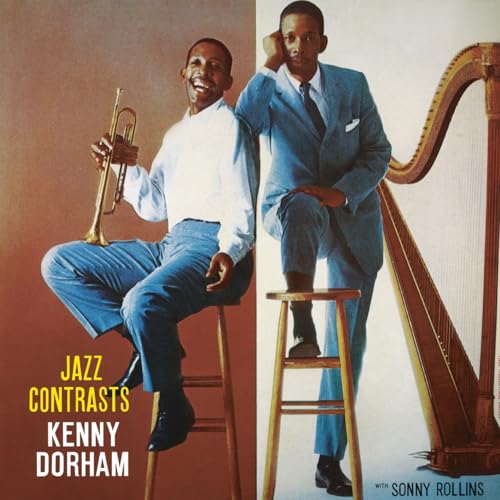 Kenny Dorham album cover: trumpet player with harp, titled "Jazz Contrasts".