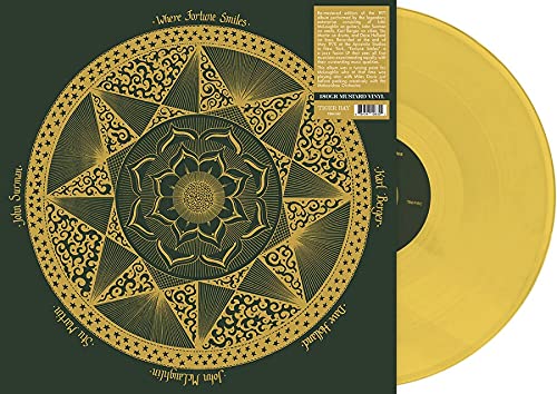 John McLaughlin “Where Fortune Smiles” vinyl record, gold and dark green cover.