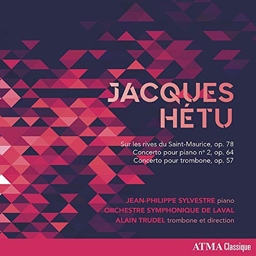 CD cover for Jacques Hétu concertos, featuring abstract pink triangles.