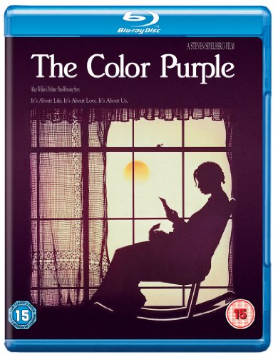The Color Purple" Blu-ray cover: woman reading by a window at sunset.