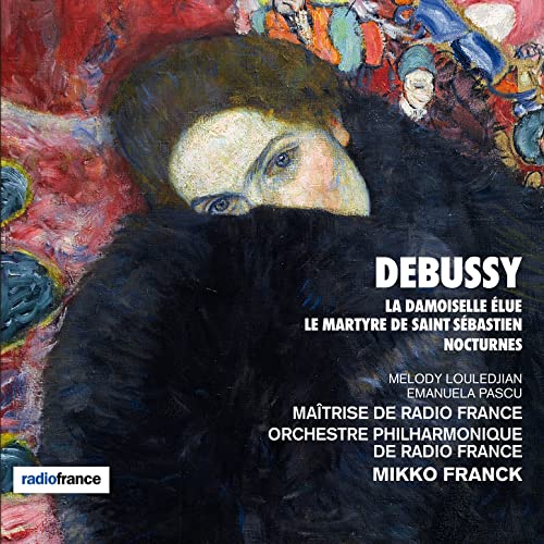 CD cover featuring a portrait and text listing Debussy compositions.