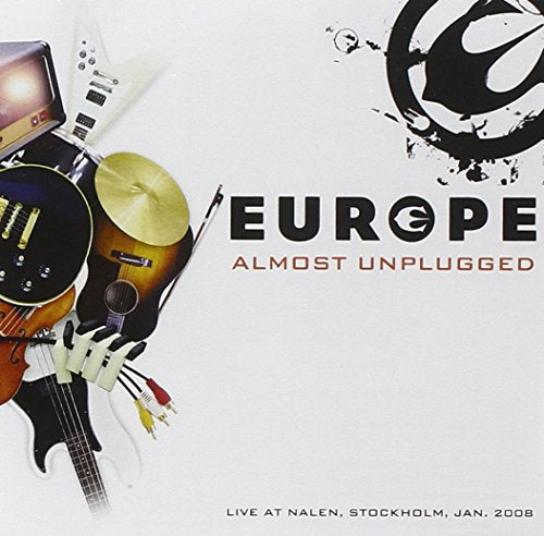 CD cover for Europe’s “Almost Unplugged” featuring musical instruments.