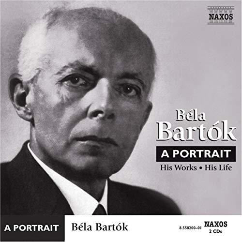 Black and white portrait of composer Béla Bartók, album cover art.