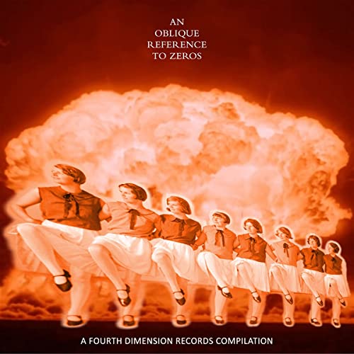CD cover: people in vintage clothing sit before a mushroom cloud.