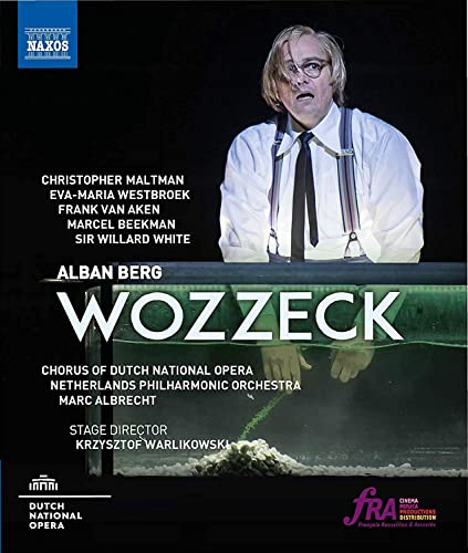 Blu-ray cover for Alban Berg’s opera *Wozzeck*, featuring a man in a white shirt.