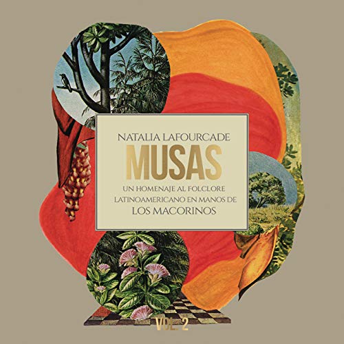 Album cover for Natalia Lafourcade’s “Musas” featuring collage of plants and text.