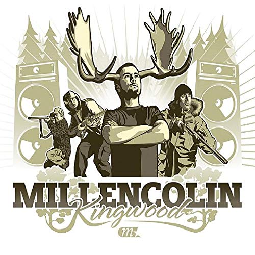 Millencolin "Kingwood" album cover with three men and moose antlers.