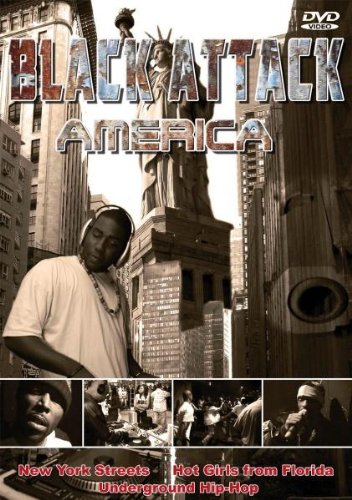 DVD cover for "Black Attack America" featuring a man, Statue of Liberty, and cityscapes.