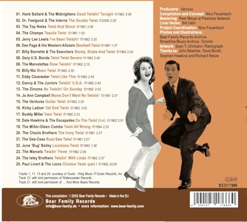 CD back cover featuring a black and white photo of dancers and tracklist.