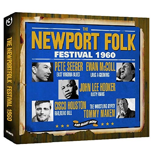CD case for "Newport Folk Festival 1960" featuring portraits of folk musicians.