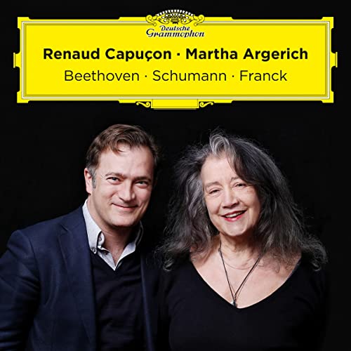 Album cover featuring Renaud Capuçon and Martha Argerich, close-up portraits.