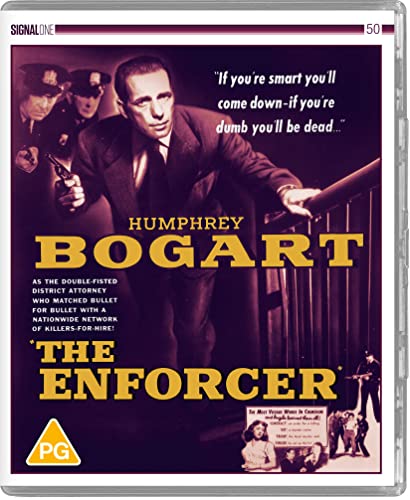 Humphrey Bogart on Blu-ray cover with yellow title and white and yellow text overlay.