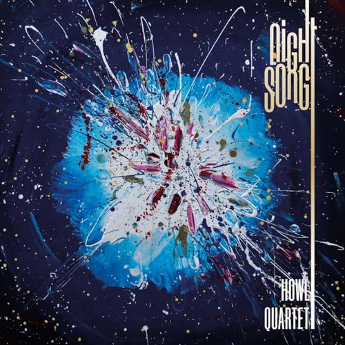 CD cover: abstract blue and white splatter with gold text, “Night Song”.