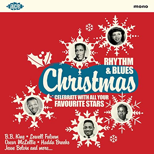 Vinyl record cover: "Rhythm & Blues Christmas" with portraits and snowflakes.