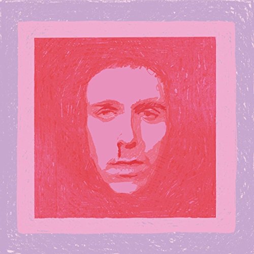 Pink and lavender square album cover with a sketched portrait.