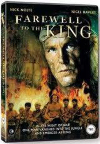 DVD cover for "Farewell to the King" featuring a man in a jungle setting.