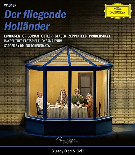 Blu-ray cover for Wagner’s *Der Fliegende Holländer* opera, featuring a bay window scene.