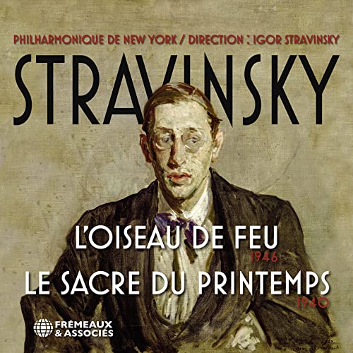 CD cover featuring a portrait of composer Igor Stravinsky, painted style.