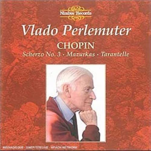 CD cover featuring pianist Vlado Perlemuter and red textured background.