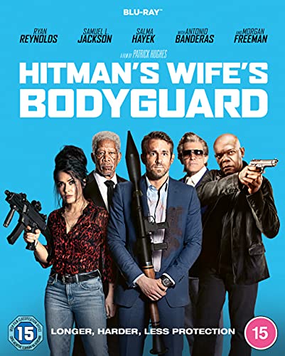 Blu-ray cover for "Hitman’s Wife’s Bodyguard" featuring Ryan Reynolds, Samuel L. Jackson, and Salma Hayek.