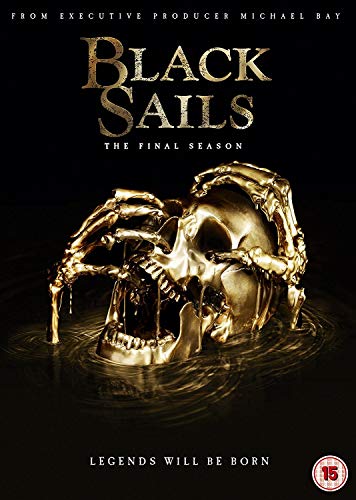 Black Sails Season 4 DVD cover with a gold skull and spiderweb design.