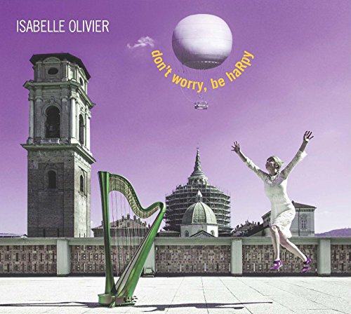 CD cover: tower, harp, woman jumping, and a hot air balloon.