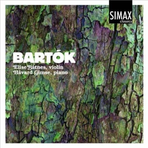 CD cover for Bartók’s violin music featuring textured bark background.