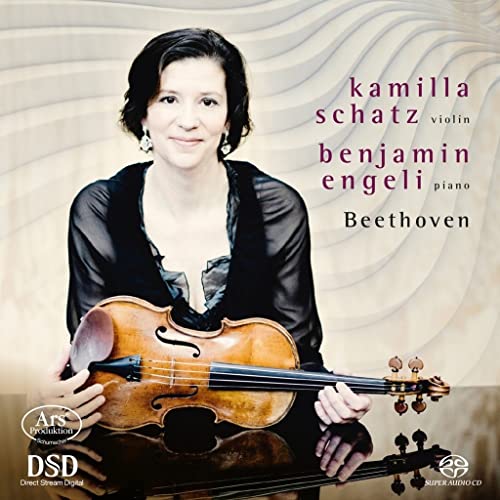 Violinist Kamilla Schatz and pianist Benjamin Engeli, Beethoven CD cover.