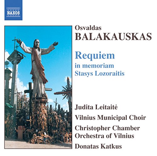 CD cover featuring a statue of Jesus against a field of crosses.