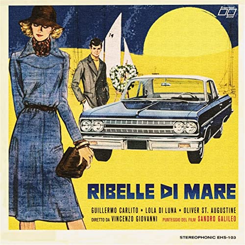 Vintage-style album cover featuring people, a car, and a bright yellow sun.