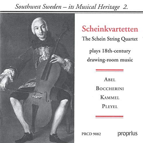 CD cover: 18th-century musician playing cello, text details composers and quartet.