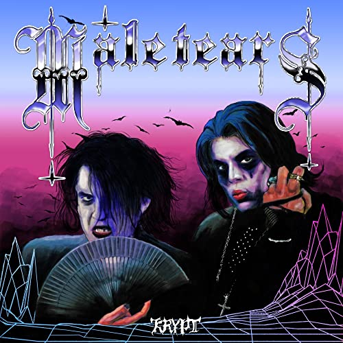 Album cover for Male Tears’ “Krypt” featuring two pale, dark-haired figures.