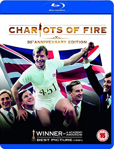 Chariots of Fire" Blu-ray cover featuring a runner with Union Jack flags.