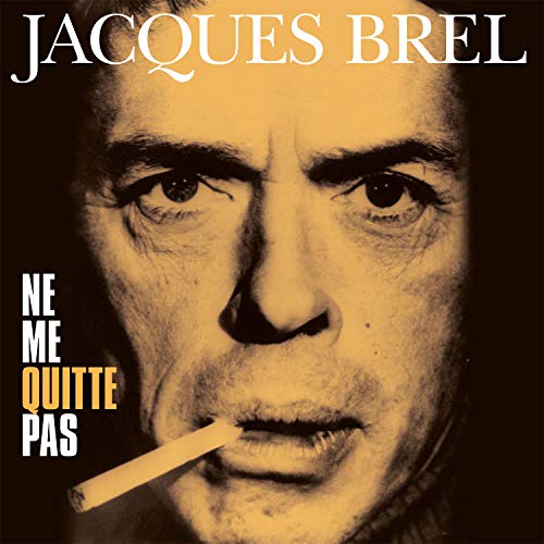 Jacques Brel album cover, close-up of a man smoking a cigarette.