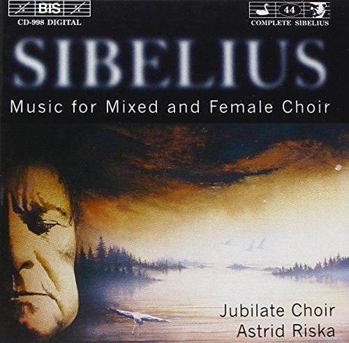 CD cover for Sibelius choral works featuring a portrait and landscape.