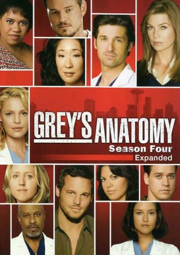 Grey's Anatomy Season Four DVD cover with cast portraits and city skyline.
