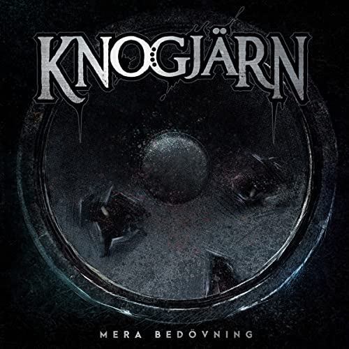 Knogjärn album cover: dark, textured circle with dripping text and imagery.