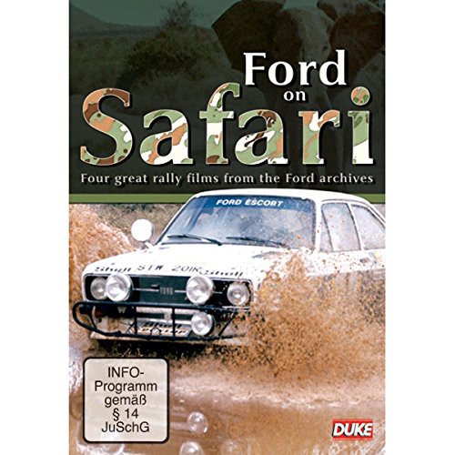 DVD cover for "Ford on Safari" featuring a white Ford Escort rally car.