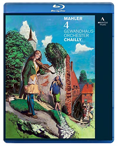 Blu-ray cover for Mahler’s Symphony No. 4 featuring painted figures and a village.