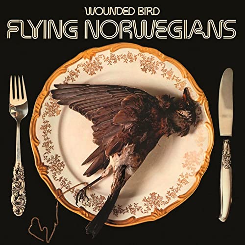 Vinyl album cover: a bird on a decorative plate with cutlery.