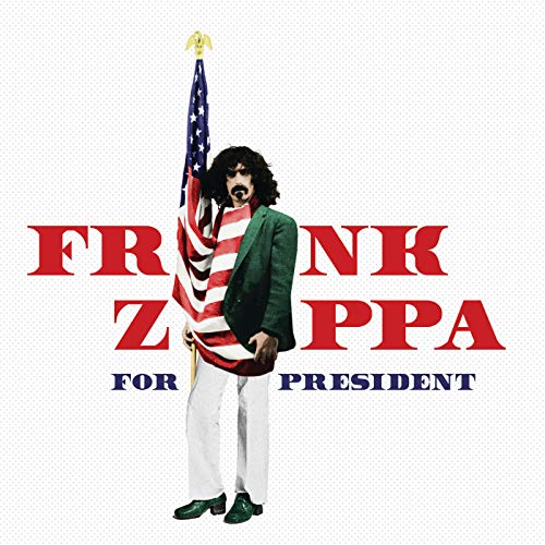 Frank Zappa in suit with American flag, campaign poster design.