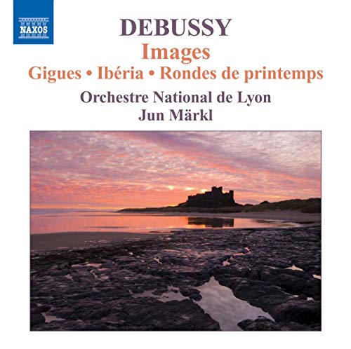 CD cover for Debussy’s “Images” featuring a coastal castle at sunset.