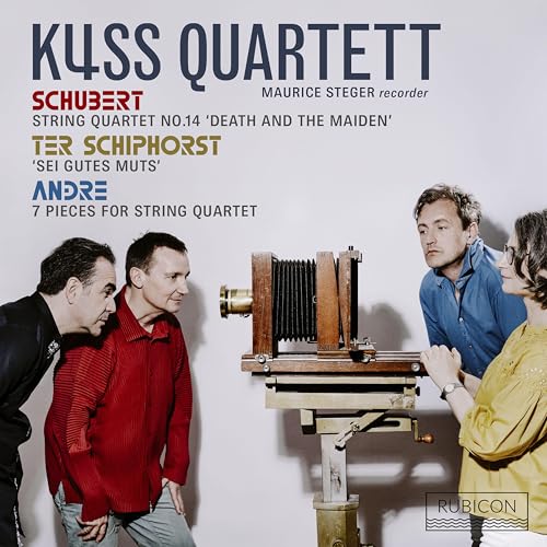 CD cover featuring musicians and a vintage camera, titled "Schubert.