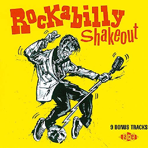 CD cover: Rockabilly Shakeout, illustration of a singer with a microphone.