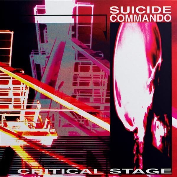Album cover with red industrial structures and a glowing white skull silhouette on black.